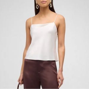 Alice + Olivia Harmon Drapey Slip Tank in Off White